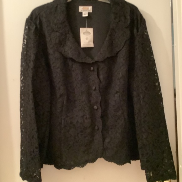 Plus size lace style collar long sleeve button down jacket top shirt blouse  NWT - Picture 11 of 11